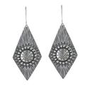 Sunshine Diamonds,'Karen Silver Dangle Earrings with Spiral Motifs'