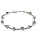 Misty Sky,'Blue Topaz and Rainbow Moonstone Gemstone Station Bracelet'