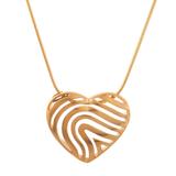 Swirling Heart,'18K Gold-Plated Heart Pendant Necklace with Swirls'