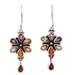 Rainbow Bright,'Carnelian and Blue Topaz Sterling Silver Dangle Earrings'