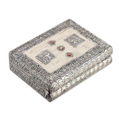 Brass jewelry box, 'Royalty' - Brass Jewelry Box from India