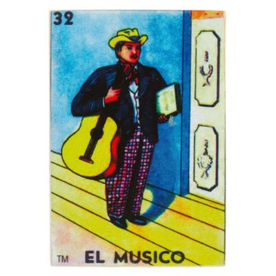 Colorful Musician,'Mexican Wood Magnet with Musical-Themed Decoupage'