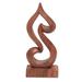 Shy Heart,'Handmade Suar Wood Abstract Heart Tabletop Sculpture'