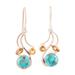 Triple Fascination,'Citrine and Composite Turquoise Earrings'