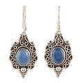 Baroque Blue,'Blue Chalcedony Dangle Earrings Crafted in India'