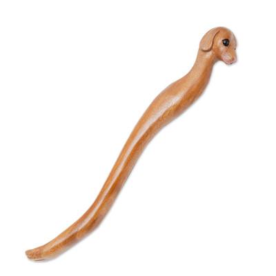 Dachshund Delight in Natural,'Dachshund Dog Paw Wood Back Scratcher Hand Carved in Bali'