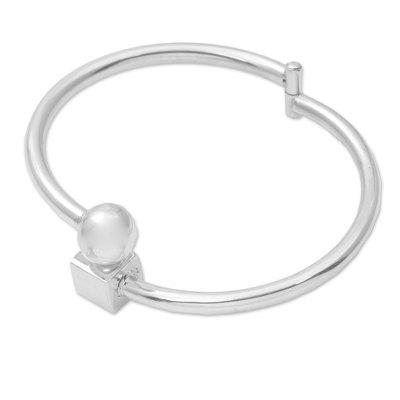 Simple Bali,'Sterling Silver Simple Bangle Bracelet by Balinese Artisans'