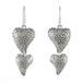 'Floral Heart-Shaped Sterling Silver Earrings from Thailand'