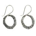 Striped Swan,'Thai Silver Drop Earrings in Geometric Shape for Women'