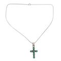 'Sky Blue Cross' - Turquoise Colored Cross Sterling Silver Pendant