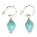 Bogor Lanterns,'Silver and Blue Reconstituted Turquoise Earrings from Bali'