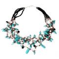 Cultured pearl beaded necklace, 'Sky Sonnet'