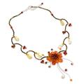 'Fire Flower' - Carnelian and Citrine Beaded Choker