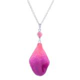 Bloom Basket in Fuchsia,'Resin-Coated Orchid Petal Pendant Necklace'