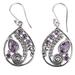 Lilac Radiance,'Sterling Silver Amethyst Dangle Earrings from India'