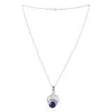 Royal Tiara,'Polished Tiara-Inspired Lapis Lazuli Pendant Necklace'