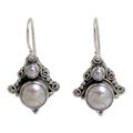 Pearl dangle earrings, 'Exotic'