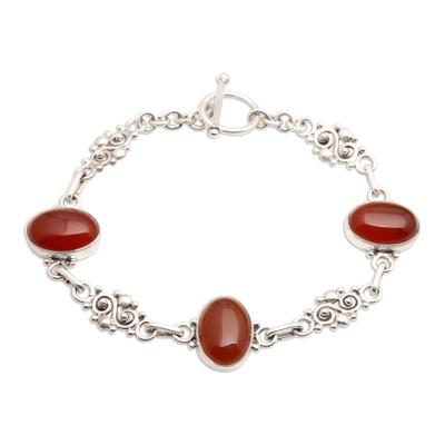 Carnelian link bracelet, 'Sunset in Bali'