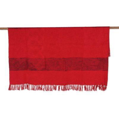 Celebrate the Magic,'Fringed Crimson Cotton Throw'