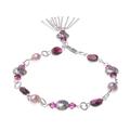 Tangy Sweet,'Garnet and Cultured Pearl Sterling Silver Charm Bracelet'