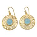 'Jaipur Suns' - Gold Vermeil Blue Chalcedony Earrings