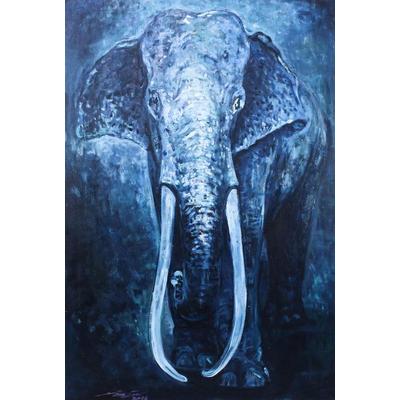 The Great Elephant,'Original Oil On Canvas of Elep...