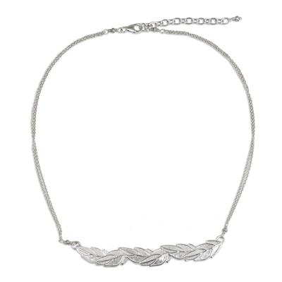 Leaves in Frost,'Frosted Sterling Silver Leaf Necklace from Thailand'