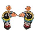 Woodpecker Delight in Black,'Multicolor Beaded Woodpecker Dangle Earrings'