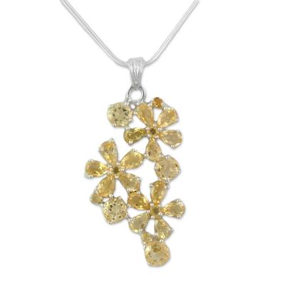 Citrine flower necklace, 'Sunshine Petals'