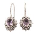 Nature's Mirrors,'Hand Made Amethyst Sterling Silver Drop Earrings Indonesia'