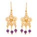 'Gold-Plated Filigree Dangle Earrings with Amethyst Beads'