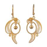 Parrot Kingdom,'Peruvian 24k Gold Plated Sterling Silver Filigree Earrings'