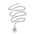 Sweet Chime,'Silver and Brass Harmony Ball Necklace with Blue Topaz'