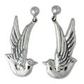 Doves' Peace,'Silver Dangle Earrings Taxco Sterling 925 Handmade'