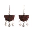 Universe in Brown,'Sterling Silver Brown Obsidian Chandelier Earrings from Peru'