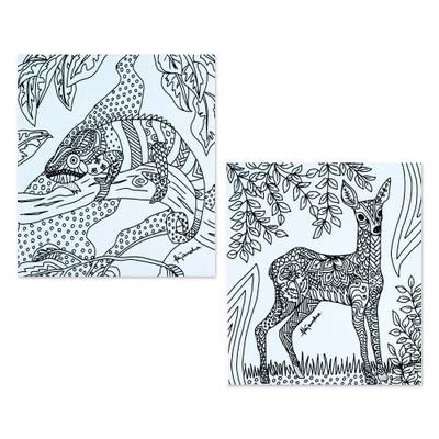 Nature's Emotion,'Mexican Wildlife Themed Coloring Postcards (Pair)'