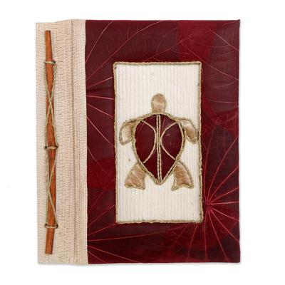 Tortoise Thoughts in Red,'Red Natural Fiber Turtle-Motif Journal'