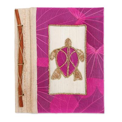 Tortoise Thoughts in Pink,'Pink Natural Fiber Turtle-Motif Journal'