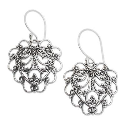 'Valentine Vine' - Hand Made Sterling Silver Heart Earrings