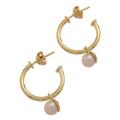 Royal Hoops,'Gold Plated Cultured Pearl Half-Hoop Dangle Earrings'