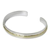 Gold accent sterling silver cuff bracelet, 'Ripple Effect II'