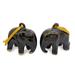 Celadon ceramic ornaments, 'Dark Elephant' (pair)