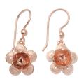 Lucky Blossom,'Hand Crafted Rose Gold Plated Flower Dangle Earrings'