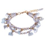 Wonderful Light Blue,'Aquamarine Beaded Bracelet with 14k Gold Accents'