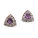 Gold Accent Amethyst Button Earrings from Bali 'Mystic Force'