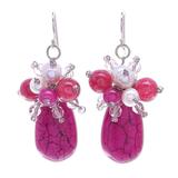 Space Candy in Pink,'Quartz and Cultured Freshwater Pearl Dangle Earrings'