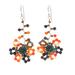 Sunset Atoms,'Sunset-Toned Multi-Gemstone Beaded Dangle Earrings'