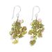 Peridot Sea,'Peridot and Cultured Freshwater Pearl Dangle Earrings'