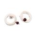 Endless Passion,'Modern Sterling Silver Button Earrings with Garnet Beads'