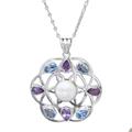 Matahari,'Blue Topaz and Amethyst Sun Face Pendant Necklace from Bali'